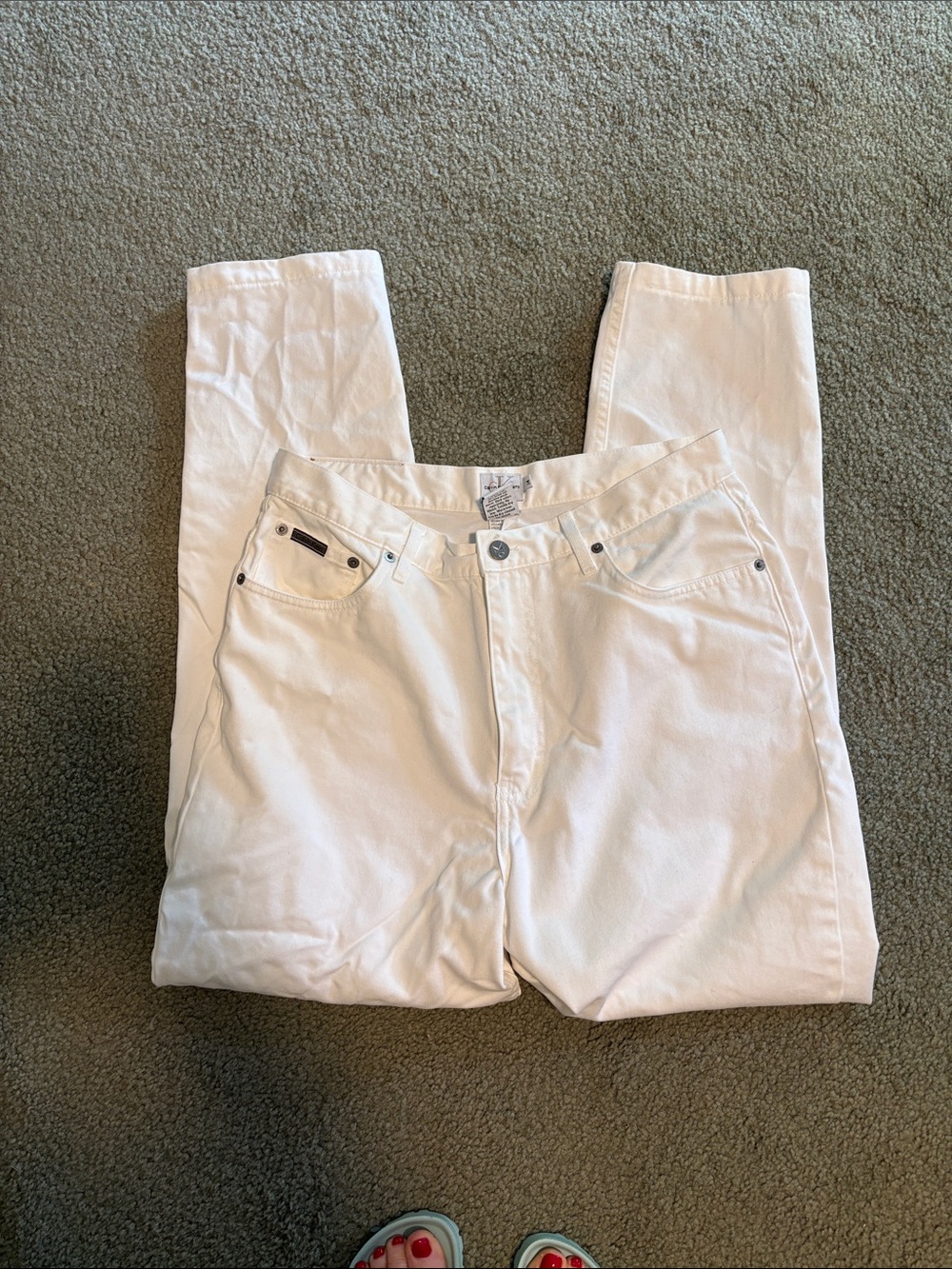 Calvin Klein Jeans White Regular Rise Straight Leg Jeans